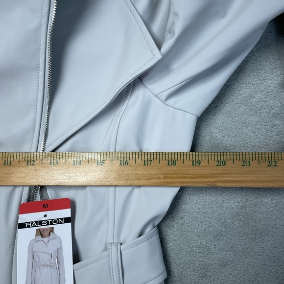 Halston Women's M Trench Coat Gray Polyester H0491 - Picture 4 of 8